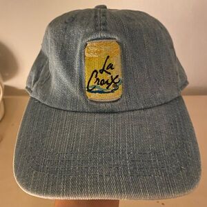 Light wash Blue Jean with yellow LA CROIX logo baseball hat BRAND NEW!
